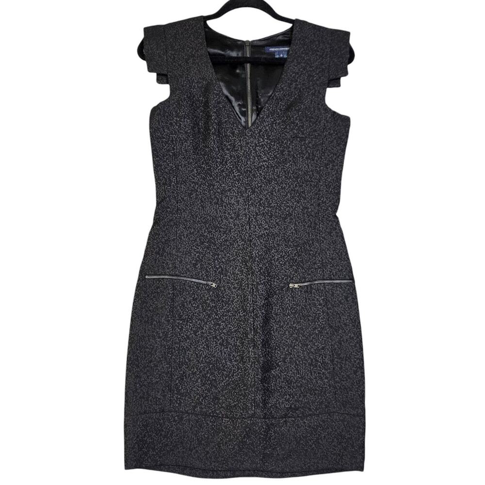 French Connection Black Sheath Dress V-Neck Sleeveless